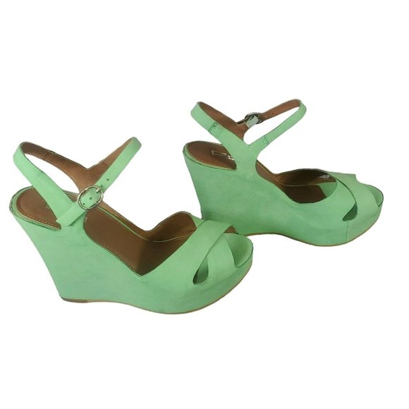 Matiko LYNN Peppermint Mint Green Platform Peep Toe High Heel Pumps Shoe 7.5 - Picture 2 of 7
